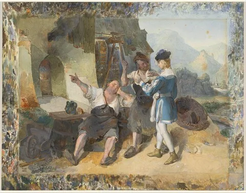 Peter Fendi, Fridolin and Two Workmen by the Forge