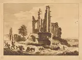 Paul Sandby, Ruined Abbey with Cattle and a Man Chopping Wood