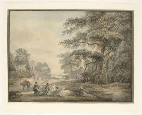 Paul Sandby, Travellers Halted in a Wooded Landscape