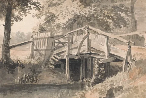 Paul Sandby, Stream and Wooden Bridge