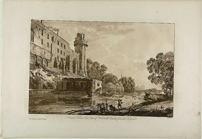 Paul Sandby, Caesar’s Tower and Part of Warwick Castle from the Island, plate three from Views of Warwick Castle