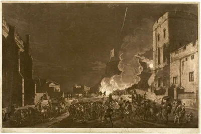 Paul Sandby, Windsor Castle from the Lower Court on the Fifth of November—Fireworks