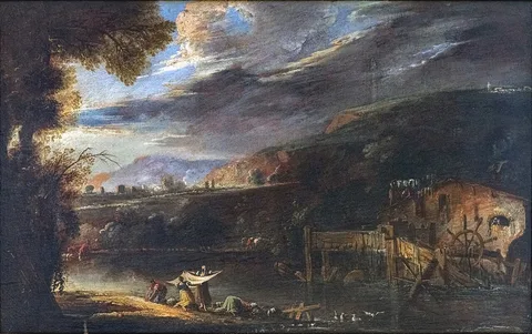 Marco Ricci, Landscape with mill and laundresses