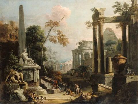 Marco Ricci, Landscape with Classical Ruins and Figures