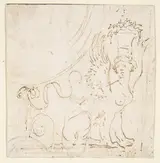 Stefano della Bella, Ornamental Design with a Sphinx Bearing a Vessel on Her Head.