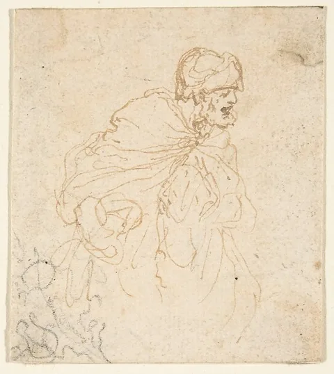 Stefano della Bella, A Bearded Man in a Cloak and Turban Facing Right.