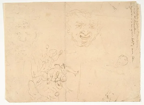 Stefano della Bella, Head of a Satyr and Other Figure Studies