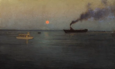L. Birge Harrison, Rosy Moon Off Charleston Harbor