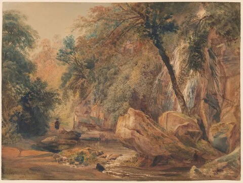 Peter De Wint, Waterfall in the Dingle at Badger Hall