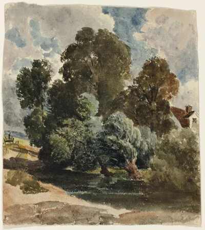 Peter De Wint, Grove of Trees (recto), Sketch of Aderley Church (verso)
