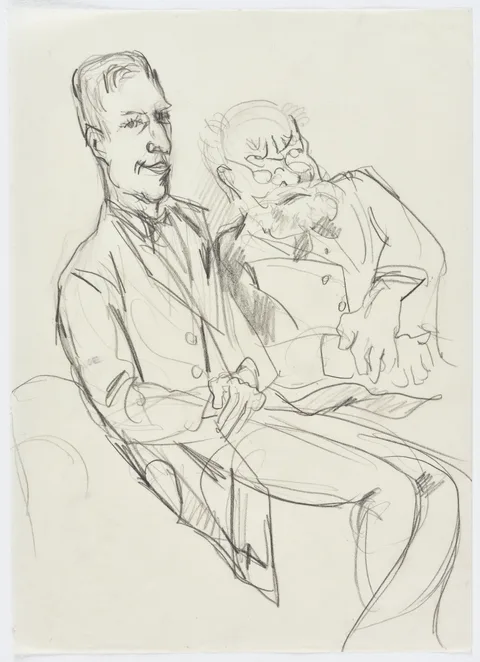 Rudolf Großmann, Zwei sitzende Männer (rechts Edmund Husserl)