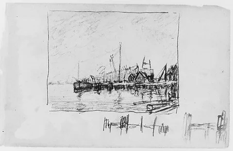 Henry Ward Ranger, View of Docks (Long Island Sound?) (from Sketchbook)