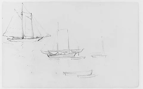 Henry Ward Ranger, Study of Sailboats (from Sketchbook)
