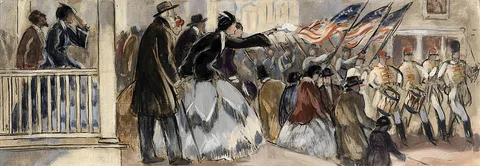 Gifford Beal, Departure of the Jordan Rifles (mural study, Allentown, Pennsylvania Post Office)