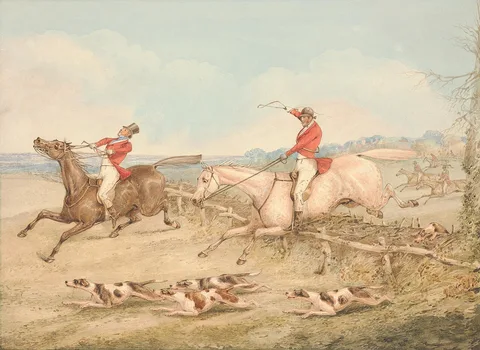 Henry Thomas Alken, Jumping a Double Oxer - A Rider in Difficulties