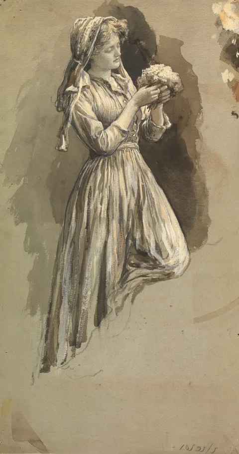 Herbert Dicksee, Study For The Primrose Gatherers