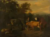 Dirck van der Bergen, Landscape with herdsmen and cattle