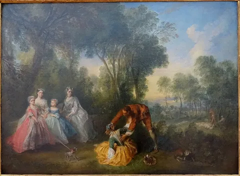 Nicolas Lancret, Group Portrait in a Landscape with Amorous Couple