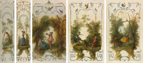 Nicolas Lancret, Wall Panels: The Gardener, Horticulture, The Vineyard, The See-Saw, The Swing
