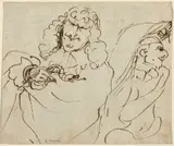 Pier Francesco Mola, Caricature with Mola Protecting Himself from a Man Holding a Viper