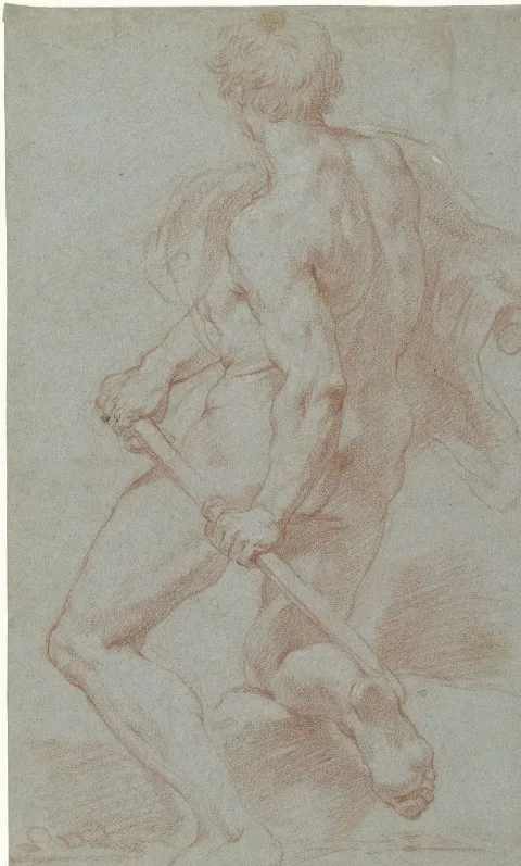 Francesco Trevisani, Studie van een knielende mannelijke naaktfiguur
