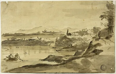 Adam Pynacker, Landscape with Fisherman in Lake