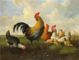 Albertus Verhoesen, A rooster with Hens and Chicks