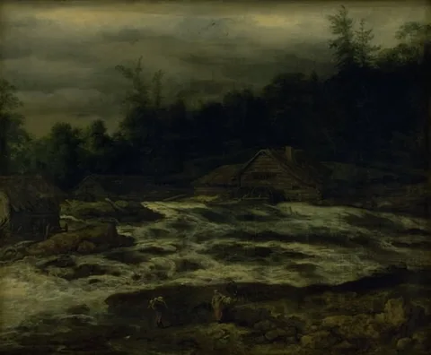 Jan van Kessel the Elder, Mountain Scenery with Waterfall