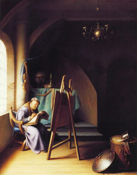 Gerard Dou, Man writing by an easel