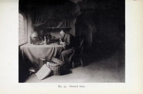 Gerard Dou, Scholar smoking a Pipe in his Study (Rembrandt's father)