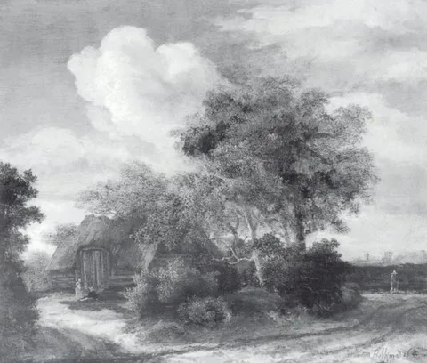 Meindert Hobbema, Hut along a Roadside