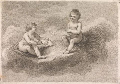 Francesco Bartolozzi, Two Putti, One Drawing the Other