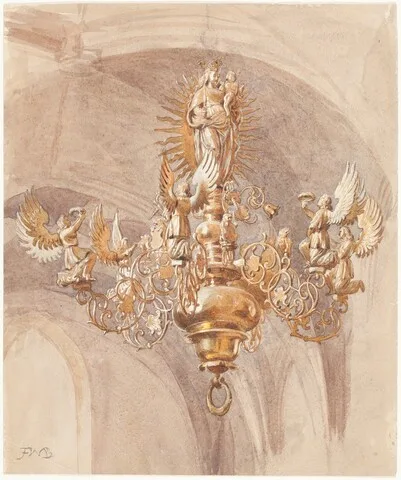 Frederic William Burton, A Chandelier with the Virgin Mary Holding the Christ Child