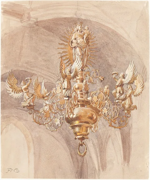 Frederic William Burton, A Chandelier with the Virgin Mary Holding the Christ Child