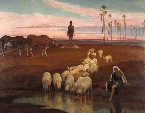 Frederick Goodall, The Ploughman and the Shepherdess: Time of the Evening Prayer