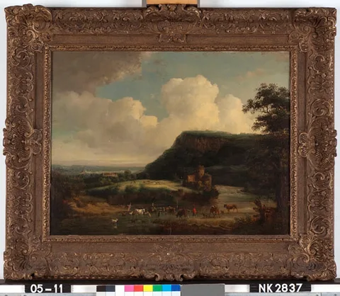 Théobald Michau, Landscape with river + flock