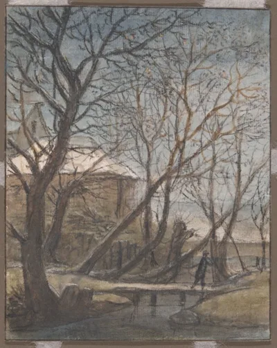 Antonie Waterloo, Winter Landscape with a Man Crossing