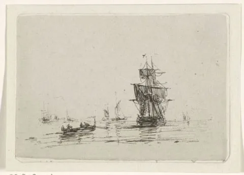 Mauritz de Haas, Marine met zeilschip