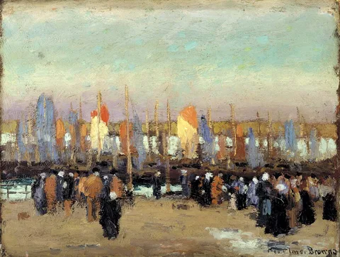 George Elmer Browne, Harbor Scene with Fishing Boats