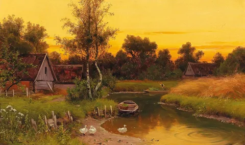 Walter Moras, Idyllic Evening Scene on the Spree