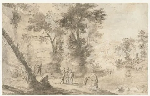 Herman van Swanevelt, Landschap met de doop van de kamerling