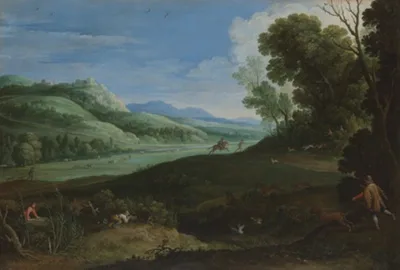 Paul Bril, Landscape with Hunters