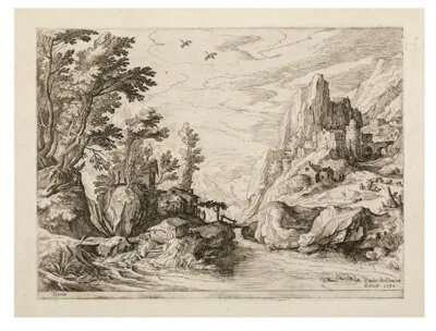 Paul Bril, Mountain Landscape with a River and City