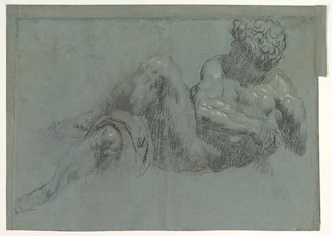 Jacopo Tintoretto, Study after Michelangelo's Giorno (recto and verso)