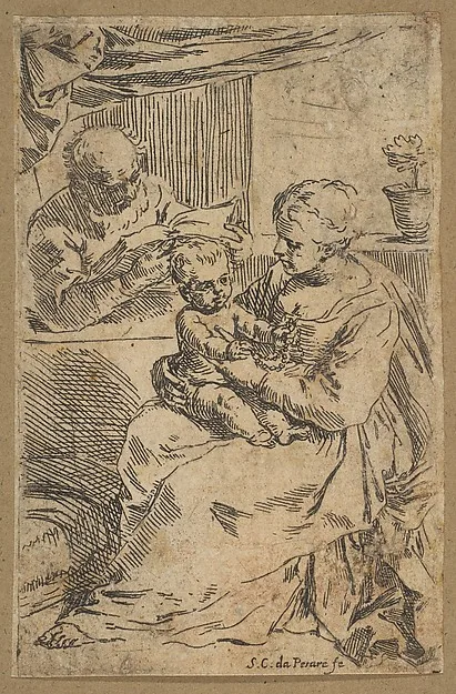 Simone Cantarini, Holy Family with a rosary