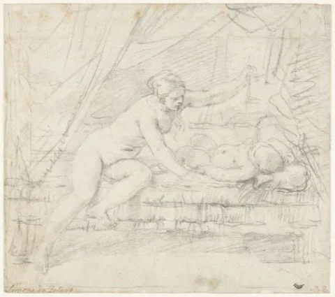 Simone Cantarini, Psyche verlicht met haar lamp de slapende Amor