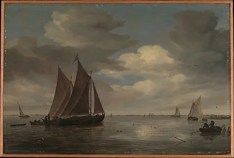 Salomon van Ruysdael, Fishing Boats on a River