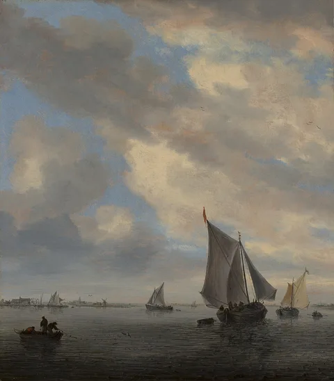 Salomon van Ruysdael, View of a lake with sailing ships