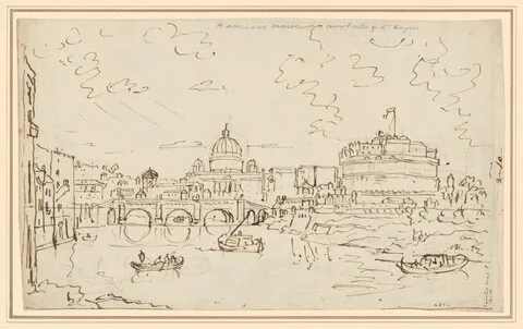 William Marlow, The Tiber with Saint Peter's and the Castel S. Angelo (recto)