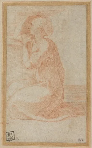 Parmigianino, Kneeling Woman Lifting Her Hand to Her Head